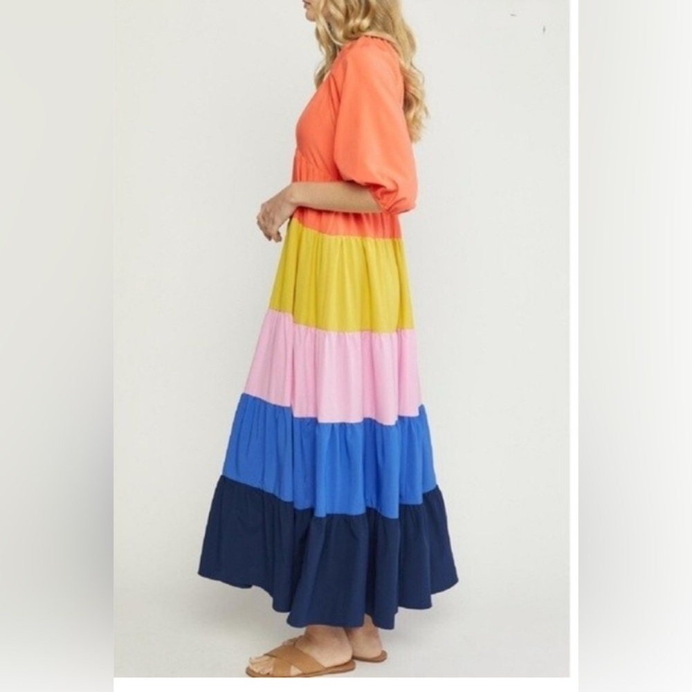 Entro Color Blocked Maxi Dress. Sz Small - Picture 2 of 3